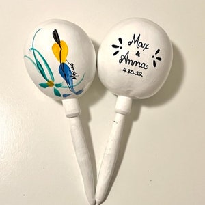 Each Custom Maraca traditional hand painted with names and date fiesta wedding party favor corporate event birthday Mexican party supplies