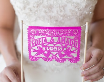 Cake topper Mexican Party Cake Topper Papel Picado custom garland Mexican Wedding cake topper fiesta theme cake bride and groom cake topper