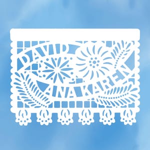Wedding Decorative Garland PERSONALIZED Papel Picado Fiesta Wedding Bridal Shower Decor Rehearsal dinner Anniversary banner fiesta bunting