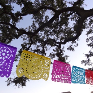 Papel Picado Birthday Bright Fiesta Bridal Shower Rehearsal Dinner Cinco de mayo garland bunting colorful spring outdoor decoration mexico image 3