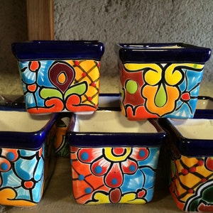 Party Favor Talavera tile Mini Pottery 2x2 inches party favor destination wedding mexican pot vase wedding bridal shower (sold by the piece)