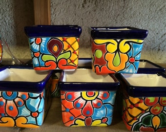 Mini Pottery (5 pieces) 2x2 inches party favor destination wedding cinco de mayo Talavera tile mexican pot vase wedding bridal shower