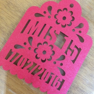 Quinceanera Mis 15 Party Favor Laser Cut Tags (each piece) PERSONALIZED Custom fiesta birthday papel picado style Mis Quince