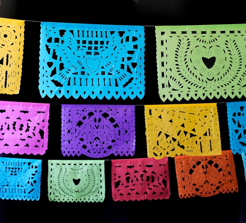 Wedding PapelPicado Banner: AMOR Mexican Fiesta Garland Decorative papel picado bunting Bridal Shower Decorations image 11