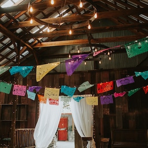 Wedding PapelPicado Banner: AMOR Mexican Fiesta Garland Decorative papel picado bunting Bridal Shower Decorations image 13