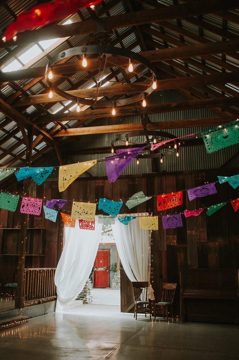 Wedding PapelPicado Banner: AMOR Mexican Fiesta Garland Decorative papel picado bunting Bridal Shower Decorations image 13