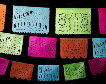 Baby Shower Papel Picado Banners bunting decoration garland baby mama pennant fiesta decoration shower mexican fiesta bebe mexico fiesta