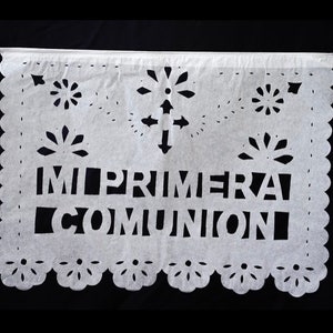 Mi Primera Comunión mi primera comunión papel picado fiesta Guirnaldas Pancartas no personalizadas Papel Picado Cruz española decoración encaje