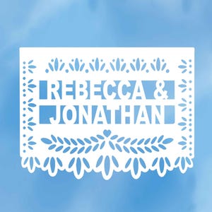 PERSONALIZED Wedding Decorations Bridal Shower Decor Rehearsal dinner Mexican papelpicado Garland Papel Picado Fiesta decor Marriage banners