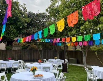 Papel Picado Banner: Plastic, Fiesta Party Garland, Mexican Decor