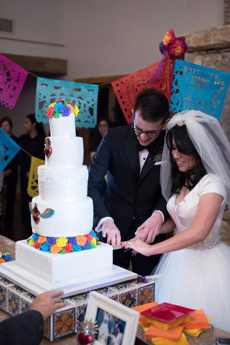 Wedding PapelPicado Banner: AMOR Mexican Fiesta Garland Decorative papel picado bunting Bridal Shower Decorations image 14
