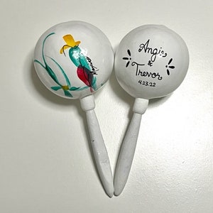 Each Custom Maraca traditional hand painted with names and date fiesta wedding party favor corporate event birthday Mexican party supplies image 3