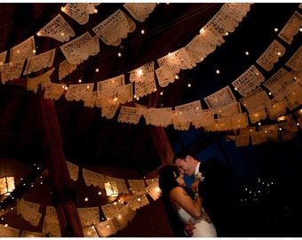 Wedding Garland Banner (16 Pack) VARIETY Papel Picado Fiesta Wedding Flags - Mexican Hand Cut Tissue Paper Flags