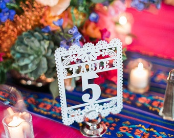 Table Numbers (each piece) Mini Flags card stock Papel Picado Mini Flags (5x7) Wedding fiesta Quinceanera fiesta mexican mexico