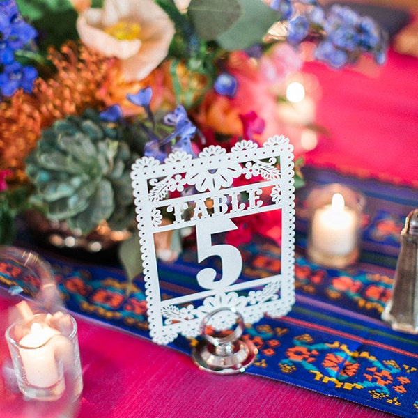 Table Numbers (each piece) Mini Flags card stock Papel Picado Mini Flags (5x7) Wedding fiesta Quinceanera fiesta mexican mexico