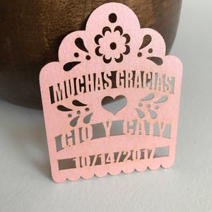 Muchas Gracias tags personalized Wedding Birthday Laser Cut Tags Maraca tags Party Favor tag Gift tag papel picado fiesta mexican mexico