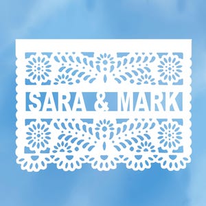 Wedding CUSTOM Papel Picado Fiesta Wedding Decorations Bridal Shower Decor Rehearsal dinner Anniversary banner Garland PERSONALIZED fiesta