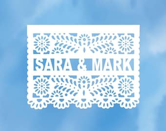 Boda PERSONALIZADA Papel Picado Fiesta Decoraciones de boda Decoración de despedida de soltera Cena de ensayo Banner de aniversario Guirnalda FIESTA PERSONALIZADA