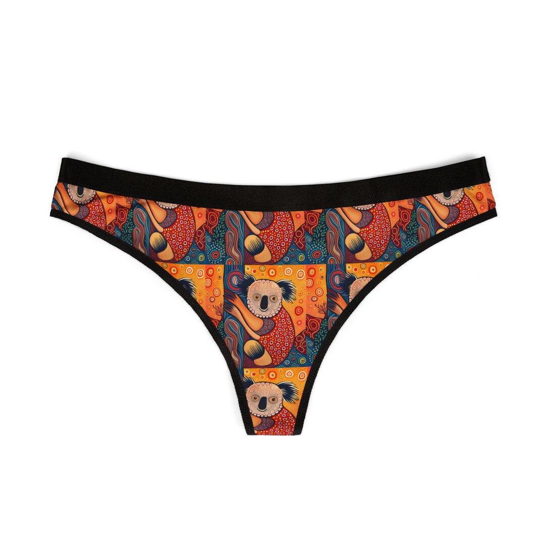 Tribal Intimates Koala Aboriginal Pattern Women's Thongs, Aussie Style Underwear ...