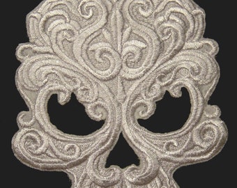Embroidered Gothic Skull Iron on Patch - Choose your color - 3.25" x 4"