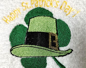 Embroidered St. Patrick's Day Hand Towels – Shamrock Cotton Terrycloth, Set of 2