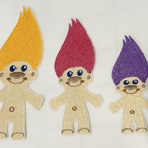 Adorable Troll Doll Hand Crafted Embroidered Iron on Patch - Applique  - 3 sizes
