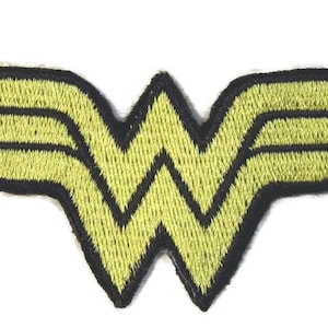 Small Super Hero LOGO  - Hand Crafted Iron on Patch - Applique -  4&quot; x 1.5&quot;