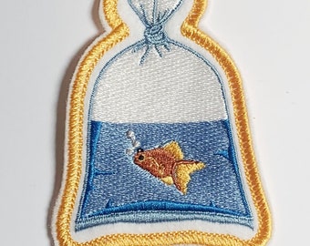 Goldfish from the Pet Store Embroidered Iron on or Sewn on Applique - Patch 3" x 2.5"