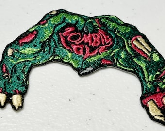 Zombie Love - Large Embroidered Iron-on Patch Applique - 3" x 2.5"