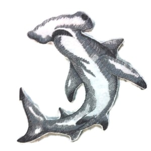 Predator of the Deep - Hammerhead Shark embroidered Iron on Patch - Applique
