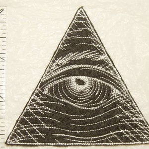 4.25&quot; x 5&quot; Eye of Providence - Black All Seeing eye - Embroidered Iron-on Patch Applique - Made in USA