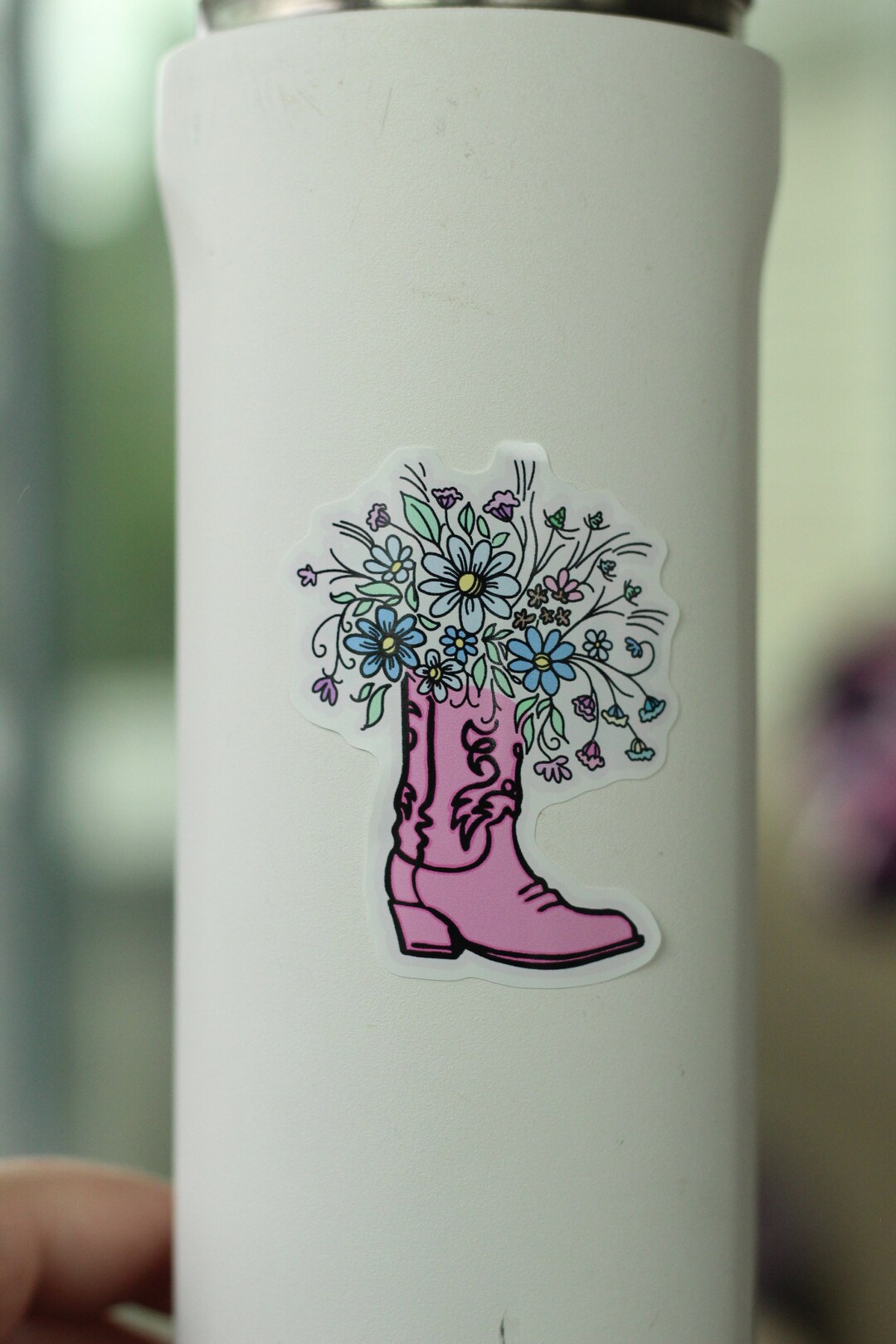 Waterproof Floral Cowgirl Boot Sticker - Etsy