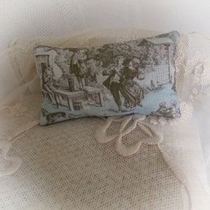 Dollhouse Miniature Toile de Jouy Print Cushion 1:12 scale oblong bolster pillow...Traditional French Decor image 6