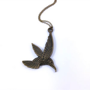 Humming bird antique bronze pendant necklace LAST ONE image 2