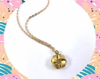 Vintage aged golden knot pendant gold plated necklace