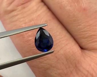 Lab blue sapphire pear cut 8x6mm synthetic loose gemstone