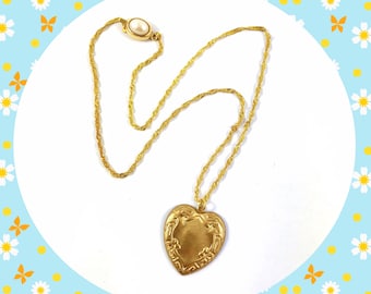 Vintage golden crest heart pendant gold plated rope chain necklace LAST ONE