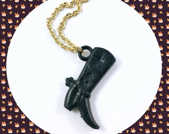 Vintage black cowboy boot plastic gumball prize pendant necklace LAST ONE