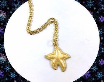 Vintage cream white star charm gold plated charm necklace LAST ONE