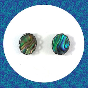 Vintage Abalone Paua Perlmutt Muschel Silber Ohrstecker