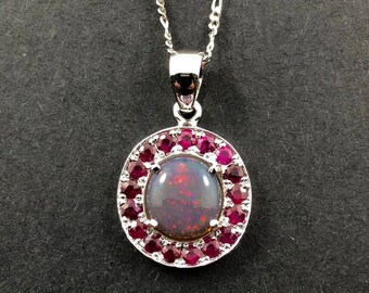Pendentif En Argent Massif 925 Avec émeraude Et Rubis Véritables - Bijou Neuf Sans Emballage