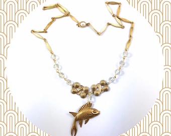 Gold fish koi statement pendant necklace LAST ONE