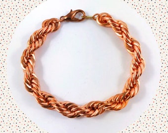 Vintage chunky copper rope cord cable metal bracelet