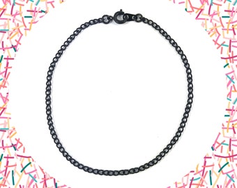 Black fine metal curb chain bracelet LAST ONE