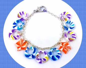Vintage colourful swirl fun candy plastic charm bracelet LAST ONE