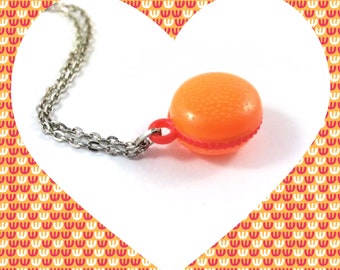 Vintage hamburger plastic gumball prize charm necklace