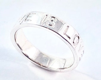 Unisex Pride Love is Love solid 925 silver engagement wedding ring band size 8.5 US - Ready to ship or Resize