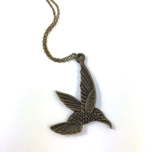 Humming bird antique bronze pendant necklace LAST ONE image 3