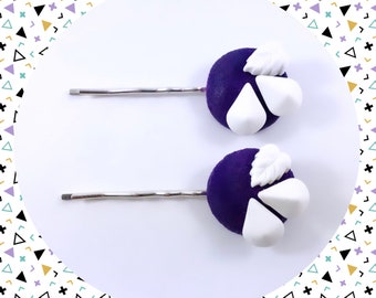 Vintage white stone purple bobby pin trio LAST ONE