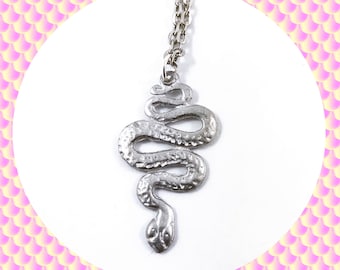 Snake serpent silver charm necklace